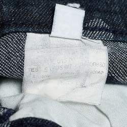 Pre Owned Moschino Jeans Vintage Dark Blue Heart Pattern Denim Boot Cut Jeans L Waist 32"