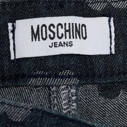 Pre Owned Moschino Jeans Vintage Dark Blue Heart Pattern Denim Boot Cut Jeans L Waist 32"