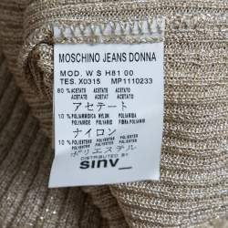 Pre Owned Moschino Jeans Gold Lurex Knit Buttoned Cardigan L
