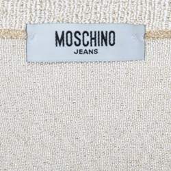 Pre Owned Moschino Jeans Gold Lurex Knit Buttoned Cardigan L