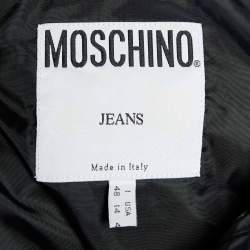 Pre Owned Moschino Jeans Black Faux Leather Heart Studded Jacket L