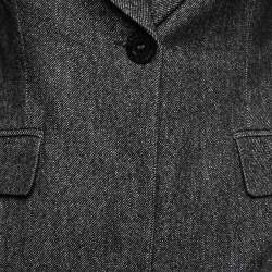 Pre Owned Moschino Jeans Dark Grey Patterned Wool & Cotton Blazer M