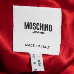 Pre Owned Moschino Jeans Dark Grey Patterned Wool & Cotton Blazer M