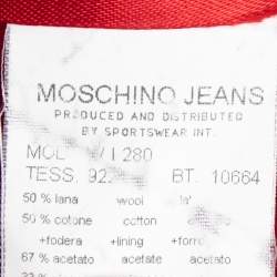Pre Owned Moschino Jeans Dark Grey Patterned Wool & Cotton Blazer M