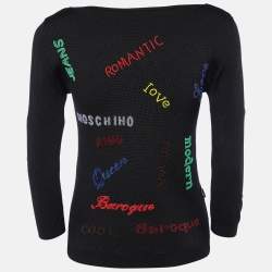 Pre Owned Moschino Jeans Black Embellished Silk Knit  Round Neck Jumper S