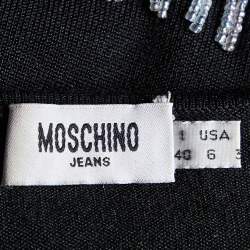 Pre Owned Moschino Jeans Black Embellished Silk Knit  Round Neck Jumper S