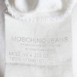 Pre Owned Moschino Jeans White Embellished & Printed Cotton Knit T-Shirt M