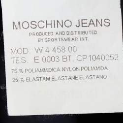 Pre Owned Moschino Jeans Black Cards Applique Detail Jersey Long Sleeve Top L