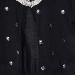 Pre Owned Moschino Jeans Black Button Embellished Cotton Knit Shrug M