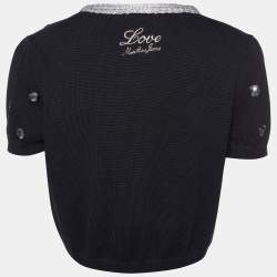 Pre Owned Moschino Jeans Black Button Embellished Cotton Knit Shrug M