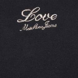 Pre Owned Moschino Jeans Black Button Embellished Cotton Knit Shrug M