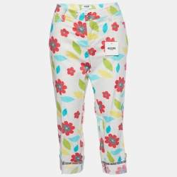 Moschino Jeans White Floral Printed Cotton Capri Pants M