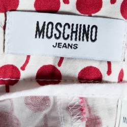 Moschino Jeans White Apple Printed Mesh Top, Cami & Cotton Capri Pants Set L