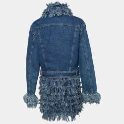 Pre Owned Moschino Jeans Blue Denim Frayed Detail Mini Dress & Jacket L