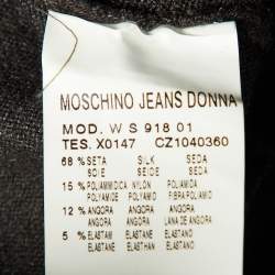 Pre Owned Moschino Jeans Grey Embellished Knit Zip Front High Neck Sweater L