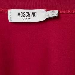 Pre Owned Moschino Jeans Magenta Clips Detail Cotton Knit Cardigan & Corduroy Capri Pants M
