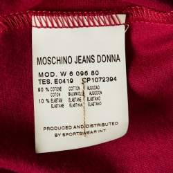 Pre Owned Moschino Jeans Magenta Clips Detail Cotton Knit Cardigan & Corduroy Capri Pants M