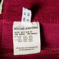 Pre Owned Moschino Jeans Magenta Clips Detail Cotton Knit Cardigan & Corduroy Capri Pants M