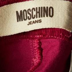 Pre Owned Moschino Jeans Magenta Clips Detail Cotton Knit Cardigan & Corduroy Capri Pants M