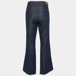 Moschino Jeans Navy Blue Denim Studded Wide Leg Jeans L