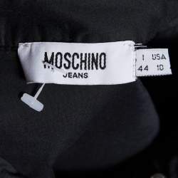 Pre Owned Moschino Jeans Black Cotton Embroidered Detail Button Front Shirt M