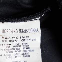 Pre Owned Moschino Jeans Black Cotton Embroidered Detail Button Front Shirt M