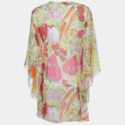 Pre Owned Moschino Jeans Multicolor Printed Silk Chiffon Mini Dress L