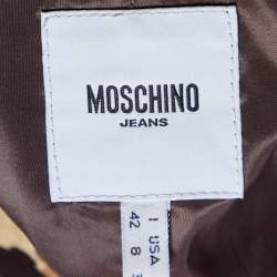 Pre Owned Moschino Jeans Brown/Beige Animal Printed Cotton Blazer M