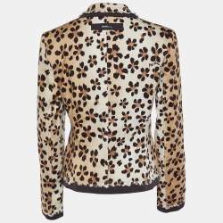Pre Owned Moschino Jeans Brown/Beige Animal Printed Cotton Blazer M