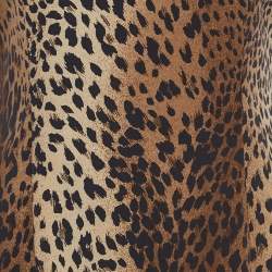 Moschino Jeans Vintage Brown Leopard Print Jersey Midi Dress M