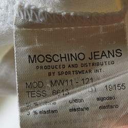 Moschino Jeans White Cotton Top & Checked Skirt Set M