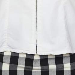 Moschino Jeans White Cotton Top & Checked Skirt Set M