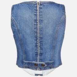 Moschino Jeans Blue Denim Lace-Up Corset Top M