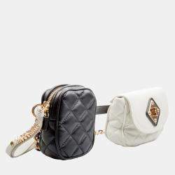 مملوكة مسبقًا Moschino White/Black Leather Waist Belt Bag