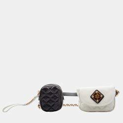 مملوكة مسبقًا Moschino White/Black Leather Waist Belt Bag