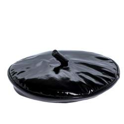 Pre Owned Moschino Black Vinyl Beret Hat L
