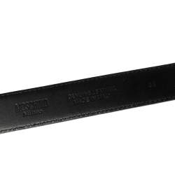 Pre Owned Moschino Navy Blue Leather Classic Logo Belt 85 CM