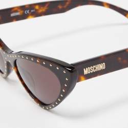 Pre Owned Moschino Dark Brown Tortoise Print MOS006/S Cat Eye Sunglasses