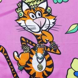 Moschino Multicolor Tiger Printed Silk Square Scarf