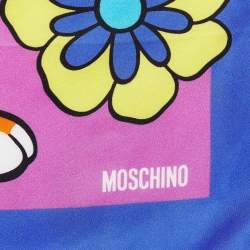Moschino Multicolor Tiger Printed Silk Square Scarf