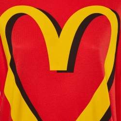 Pre Owned Moschino Couture Red Cotton McDonald Logo Crew Neck T-Shirt Dress L