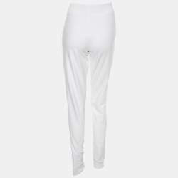Pre Owned Moschino White Cotton Logo Underwear Jogger Pants M
