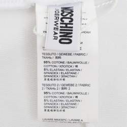 Pre Owned Moschino White Cotton Logo Underwear Jogger Pants M