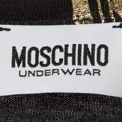 Moschino Underwear Black Gym Print Cotton Jersey Top and Trouser Set L