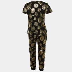 Moschino Underwear Black Gym Print Cotton Jersey Top and Trouser Set L