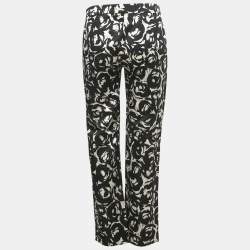 مملوكة مسبقًا Moschino Monogram Rose Print Satin Trousers M