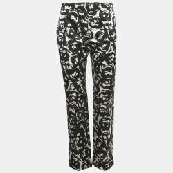 مملوكة مسبقًا Moschino Monogram Rose Print Satin Trousers M