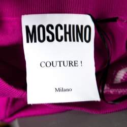 Pre Owned Moschino Couture Pink Wool Biker Optical illusion Mini Skirt M