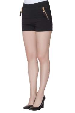 Pre Owned Moschino Couture Black Quilted Tassel Zip Detail Shorts S