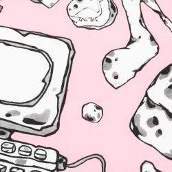 Pre Owned Moschino Cheap and Chic Pink Crepe Flinstone Printed Detail Dress S